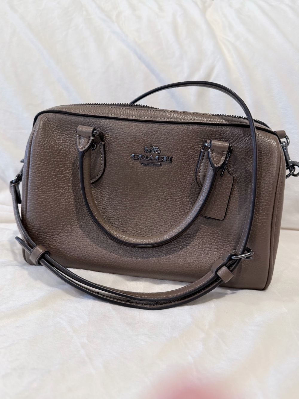 Coach Taupe Pebbled Leather Satchel